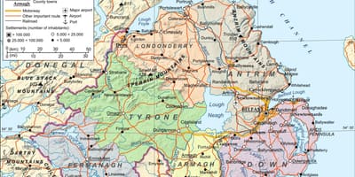 Kaart van vliegvelden in noord-ierland
