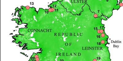 Kaart van de meren van ierland