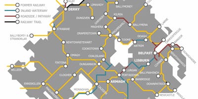 Kaart van noord-ierland rail netwerk