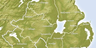 Kaart van regionale kaart van noord-ierland