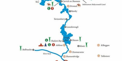 Kaart van de rivier de shannon, ierland kaart bekijken