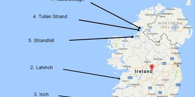 Kaart van het surfen in ierland