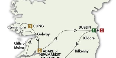 Ierland tour rijden kaart