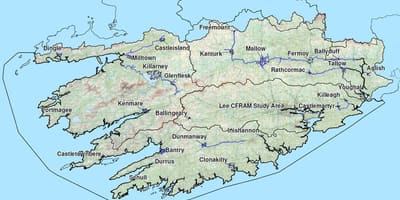 Gedetailleerde kaart van zuid-west ierland